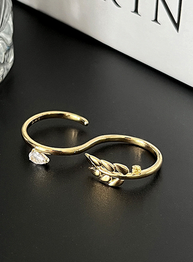 麦穗缠绕双指戒指GlamEver系穗