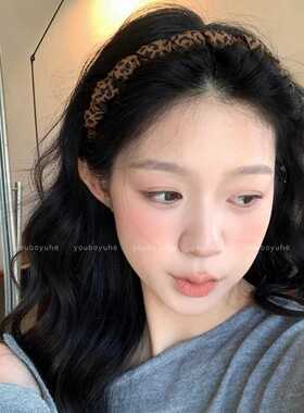 经典豹纹布艺波浪带齿发箍女2025新款蓬松高颅顶洗脸头箍压发发卡