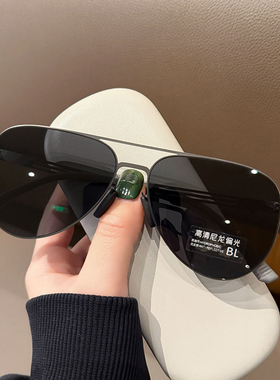 双梁超薄框架尼龙偏光墨镜男