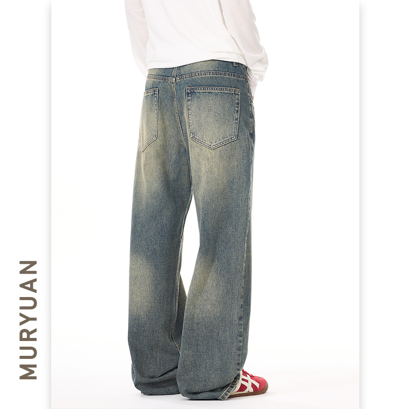 智快鱼潮流前线官方旗舰店素拼男装崔布局笨小孩牛仔裤男潮牌痞帅 - 图1