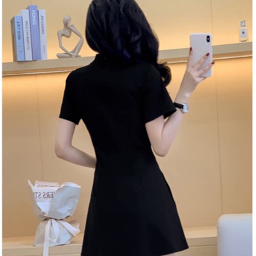 新中式旗袍采耳SPA足浴店女技师衣服短袖套装显瘦工作服旗袍+短裤 - 图3