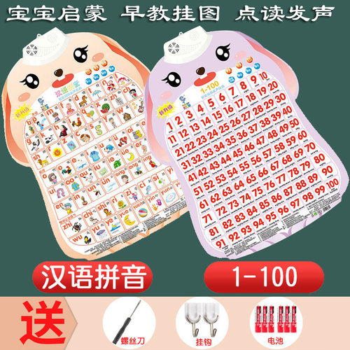 汉语拼音字母有声挂图小学拼音声母韵母整体认读音节拼读发声墙贴 - 图1