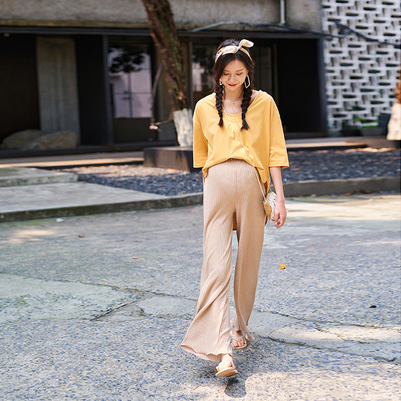 孕妇阔腿裤春夏外穿宽松孕妇裤子 竺诗孕妇阔腿裤