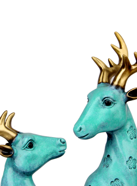 手工彩绘浅绿色一路摆件