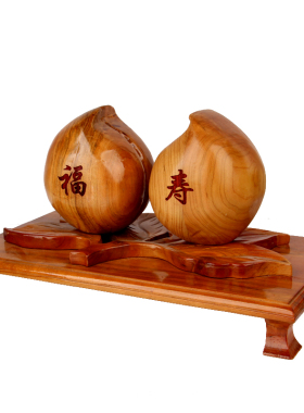 朴器 桃木福寿桃摆件