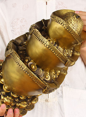 铜金蟾元宝富贵节节高铜存钱罐摆件