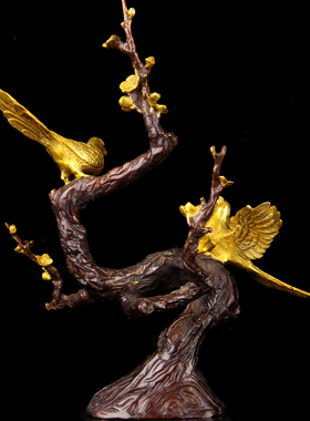 朴器 黄铜喜上眉梢摆件 创艺礼品摆件 结婚礼物 铜喜上眉梢