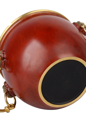 朴器彩绘故宫铜缸烟缸摆件