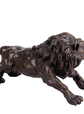 铜雄狮摆件 铜狮子头摆件