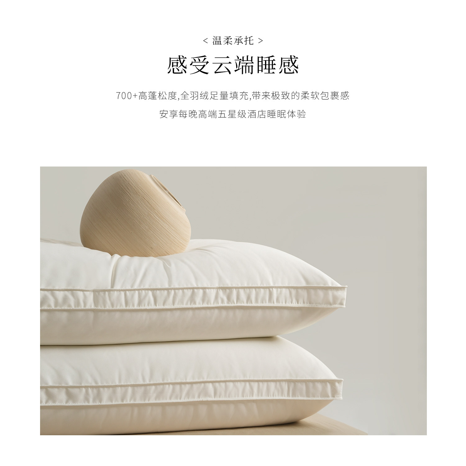 Interlagos日本羽绒枕头枕芯防螨成人护颈枕枕头单人五星级酒店枕