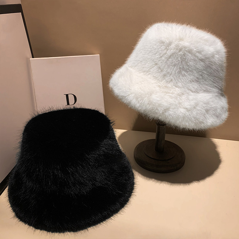 仿狐狸毛渔夫帽女秋冬季加厚护耳保暖神器简约小边帽子显脸小盆帽,淘宝优惠券,粉丝福利购,淘宝优惠卷