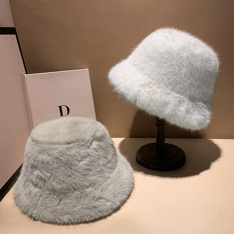 仿狐狸毛渔夫帽女秋冬季加厚护耳保暖神器简约小边帽子显脸小盆帽,淘宝优惠券,粉丝福利购,淘宝优惠卷