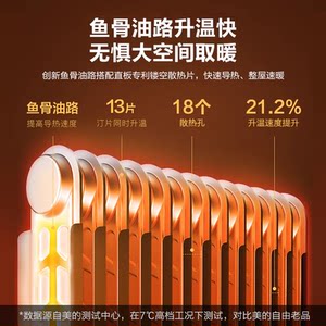 美的取暖器油汀家用节能省电暖风机卧室电暖器油丁电暖气片热油酊