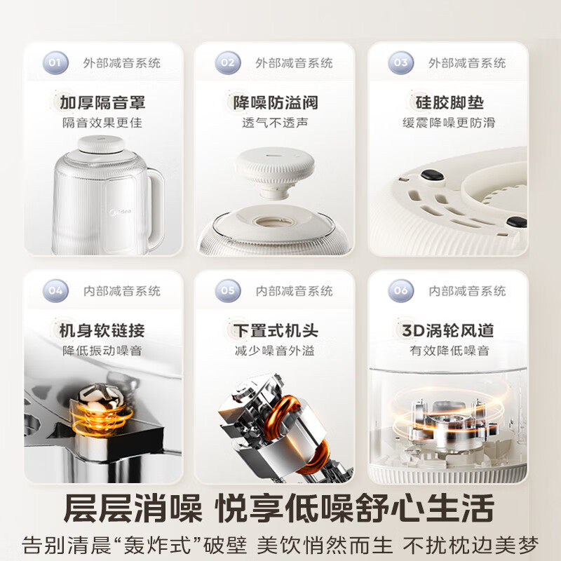 美的豆浆机家用全自动无渣轻音多功能破壁316不锈钢小型25新款静,淘宝优惠券,粉丝福利购,淘宝优惠卷