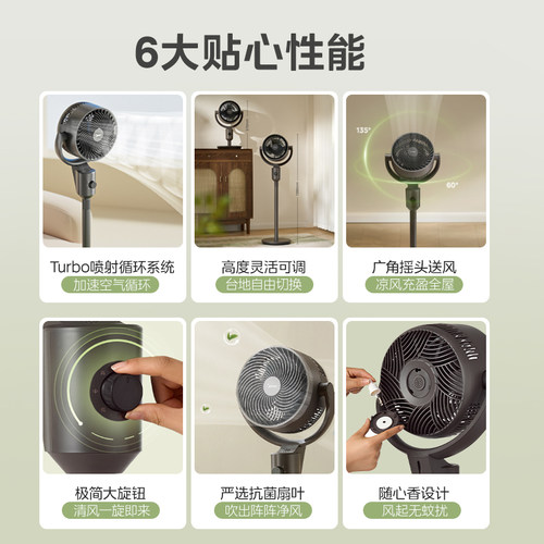 美的空气循环扇家用循环扇摇头台式两用循环风扇落地扇电风扇新款 - 图0