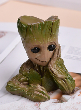 新款可爱树脂创意水晶球装饰底座格鲁特装饰卡通树人摆件