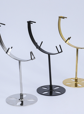 新款电镀月牙形水晶原石雕刻月亮展示固定收纳支架子底座摆件