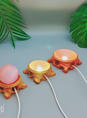 新款实木水晶球灯座底座支架摆件创意石工艺品置物架