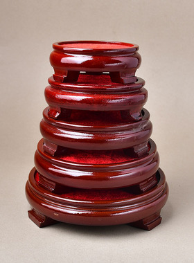 矿石摆件展示架圆形平底葫芦底座家居装饰品聚宝盆木座花瓶底托