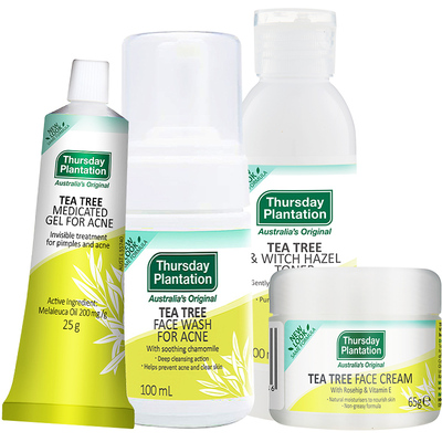 星期四农庄茶树护肤净肤保湿套装小黄管祛痘联盟洗面奶爽肤水面霜