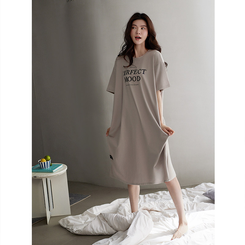 睡裙女睡衣夏季莫代尔短袖薄款夏天长款冰丝孕妇夏款可外穿连衣裙,淘宝优惠券,粉丝福利购,淘宝优惠卷