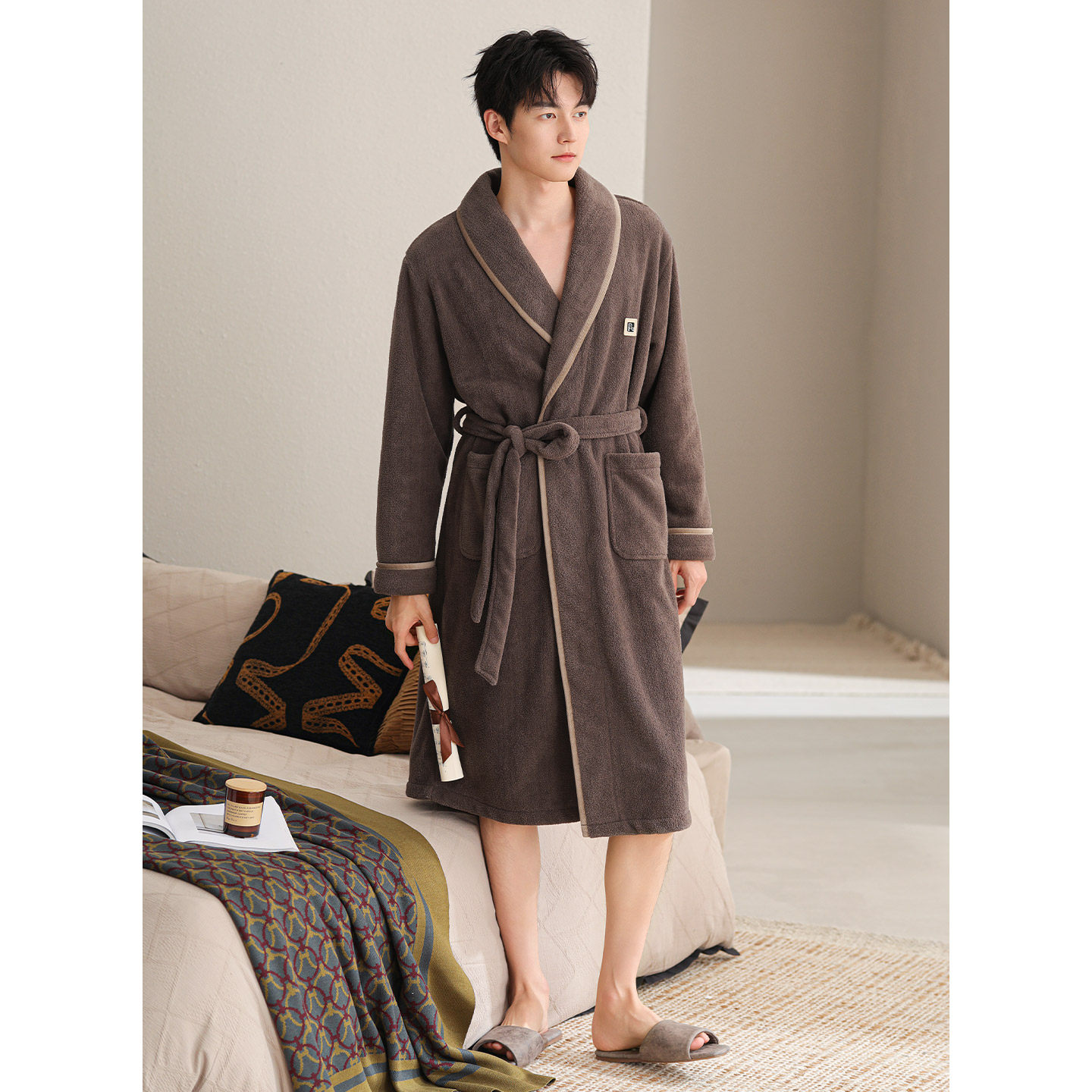 睡袍男士睡衣冬季珊瑚绒加厚加绒浴袍秋冬款法兰绒大码浴衣家居服,淘宝优惠券,粉丝福利购,淘宝优惠卷