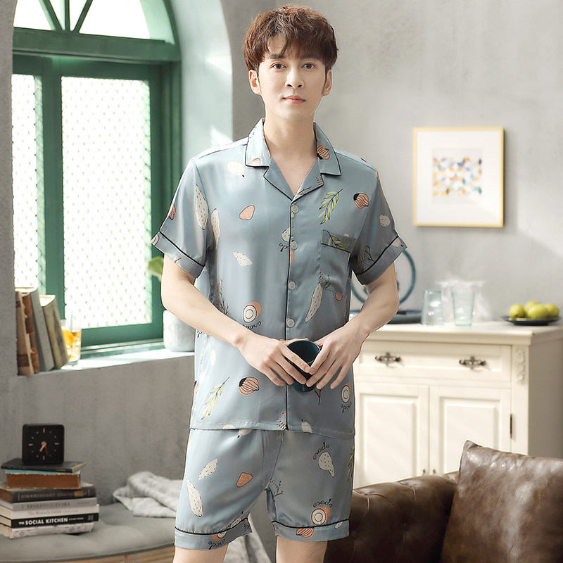 男士夏季冰丝短袖短裤青少年睡衣 邦朵睡衣/家居服套装