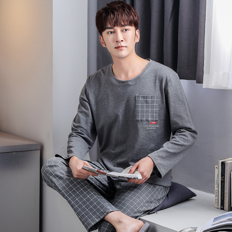 男士春秋纯棉长袖秋冬款男款睡衣 邦朵睡衣/家居服套装