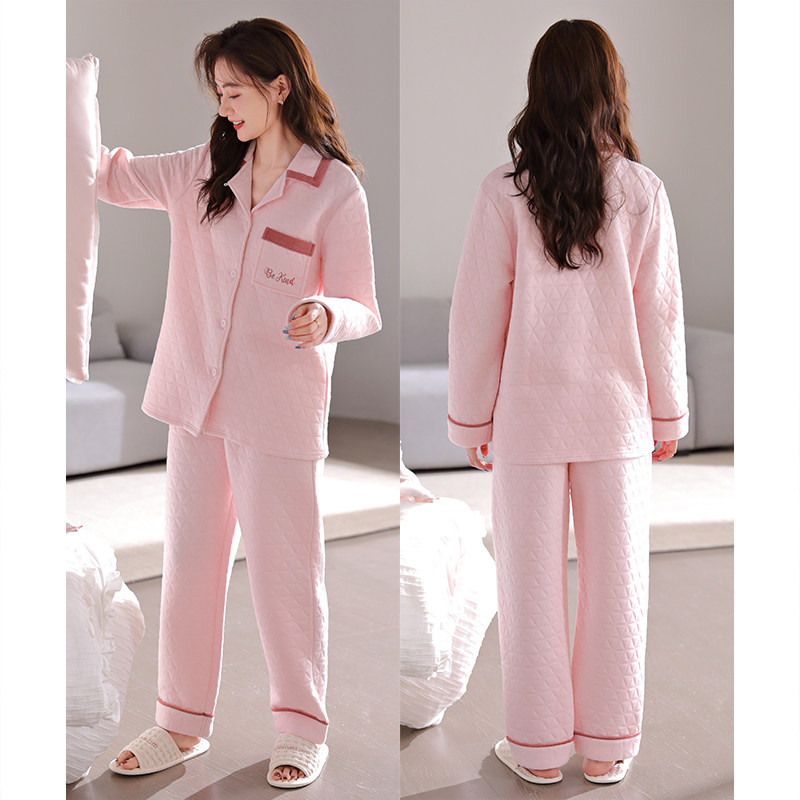 睡衣女春秋款加厚纯棉长袖秋冬全棉薄款空气棉夹棉冬季冬款家居服,淘宝优惠券,粉丝福利购,淘宝优惠卷