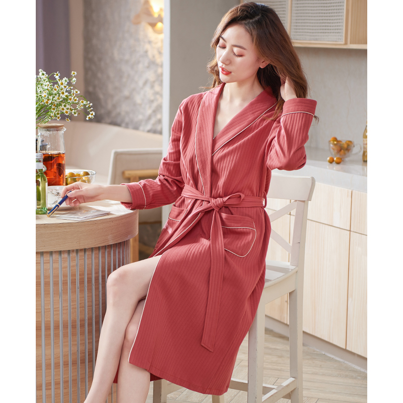 睡袍春秋款纯棉长袖2021年新款晨袍 邦朵睡袍/浴袍