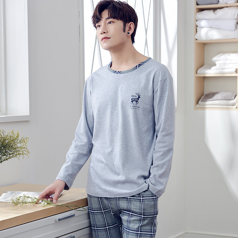 男士长袖纯棉春秋男款秋男装睡衣 邦朵睡衣/家居服套装