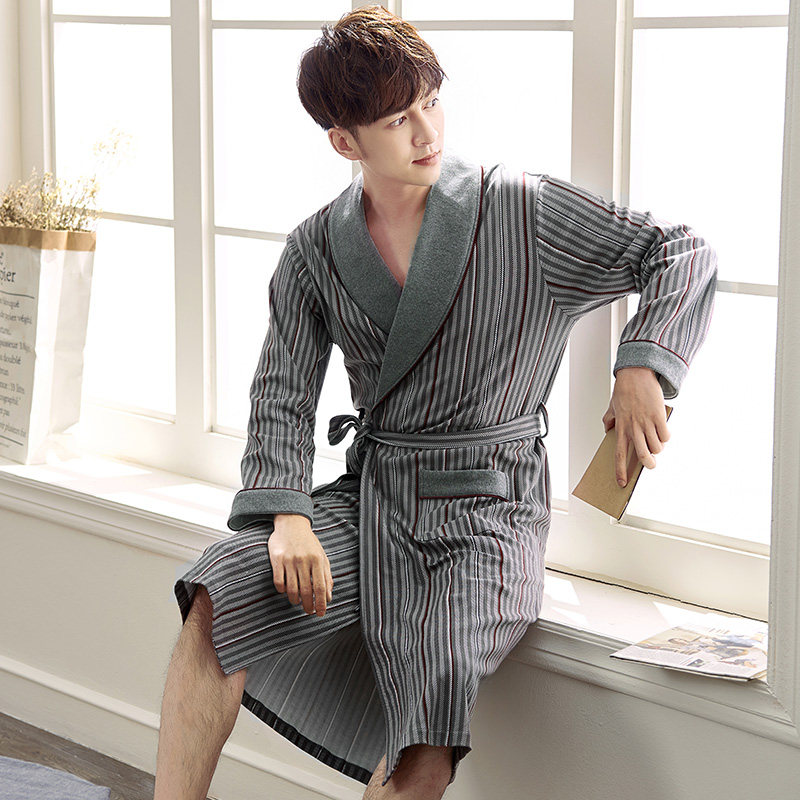 长袖纯棉连体加肥春秋款中年睡袍 邦朵睡袍/浴袍