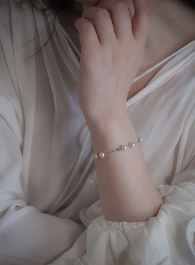 小众七颗白珍珠手链925银饰手串