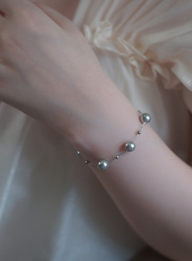 大小灰珍珠手链气质满天星手串