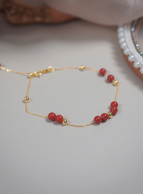 红玛瑙手链925银复古气质手串