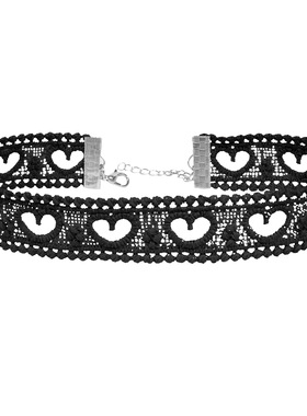 新款项链彩色蕾丝项圈甜美爱心镂空花边颈链choker锁骨链纯欲项链