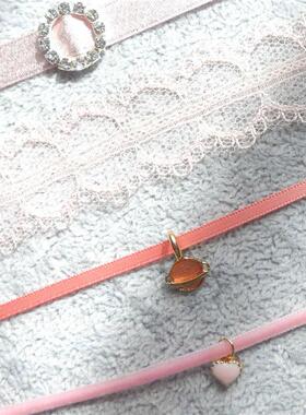 choker日韩风仙女蕾丝粉色锁骨链