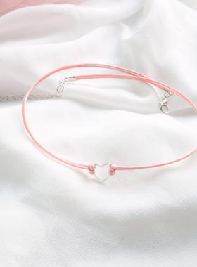 choker暖风日系粉色吊坠女生颈带