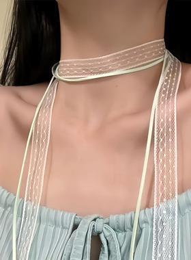 纯欲风紫色蕾丝项链长款