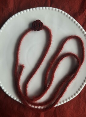 圣诞新年红色玫瑰Choker锁骨链