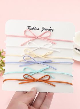 韩国绒百搭气质少女彩色颈带蝴蝶结项圈Choker颈链短款锁骨链项链