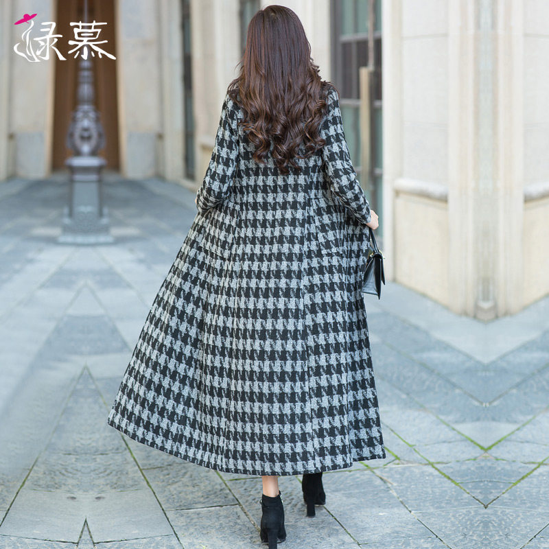 绿慕格子毛呢外套2019秋冬流行新款 绿慕毛呢外套