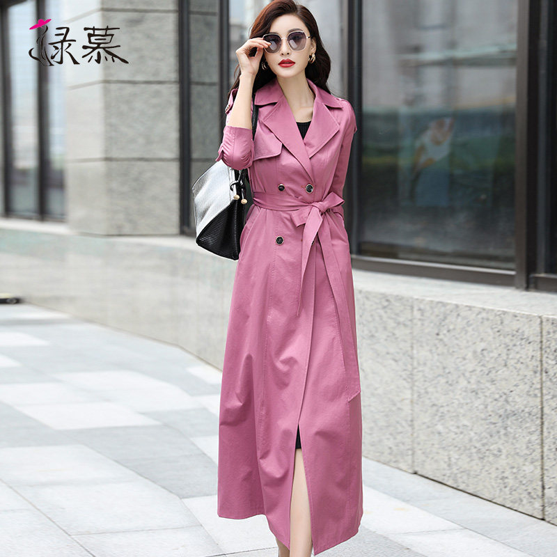 绿慕粉色2020秋季新款气质流行风衣 绿慕风衣