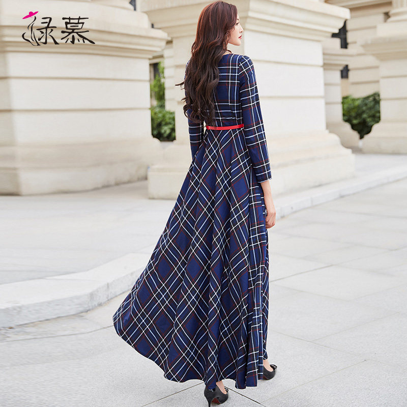 绿慕2020年秋装潮新款到脚踝连衣裙 绿慕连衣裙