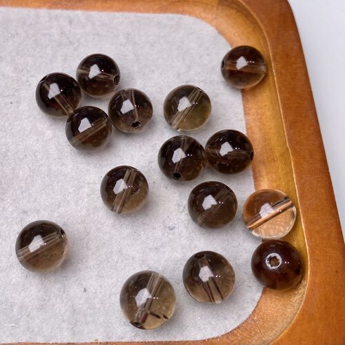 天然茶水晶散珠烟晶圆珠子DIY手工串珠手链项链饰品配件材料6-16m - 图0