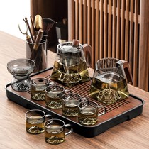 Glass Tea Set Suit Home Living Room Upscale Heat Resistant Bubble Teapot Tea Tray Office will guest tea and anti-burn tea cup