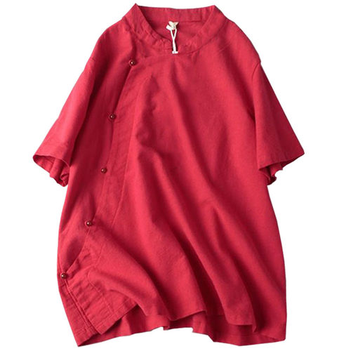 女衬衫纸样立领斜开襟短袖上衣禅茶服中国风DIY1:1服装裁剪图样板 - 图3