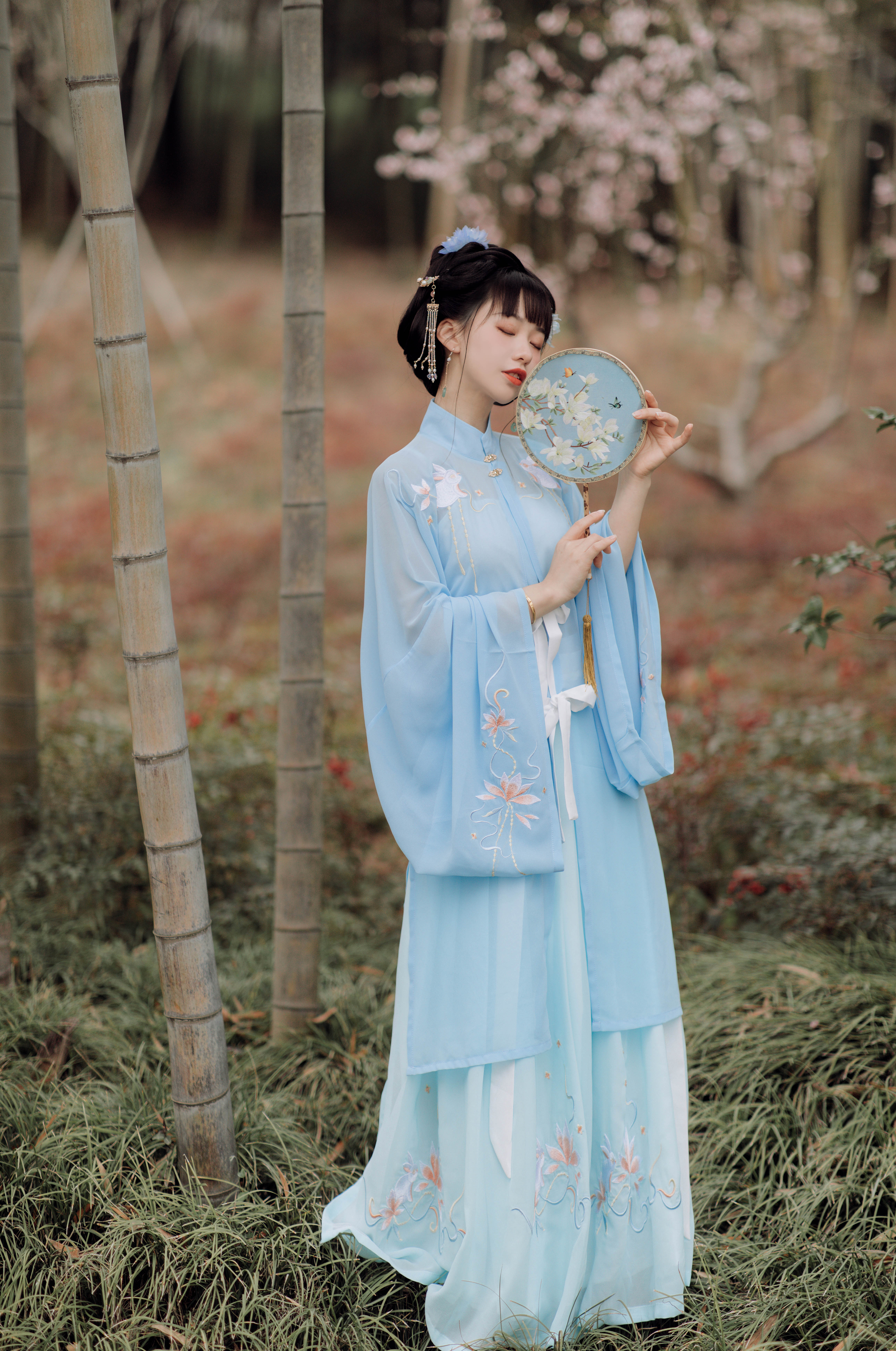 檀香阁汉服原创檀香阁原创汉服女若灵立领长袄明制刺绣春夏日常清新淡雅1