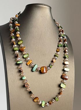 波西米亚彩色贝壳串珠双层项链