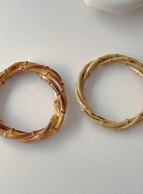 夸张手工编织竹子手镯女